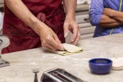 Homeade herbed pasta dough preparation and process