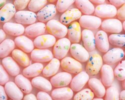 Pink and Spotted Jelly Beans Laid As A Background