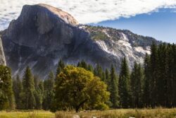 Half Dome and surrounding greener in Yosemite Valley, California