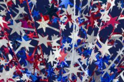 Party favors and 4th of July decorations for a holiday celebration and party