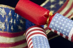 Party favors and 4th of July decorations for a holiday celebration and party